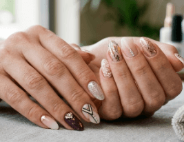 Zdobienia i nail art — geometria, cyrkonie, brokat i złote akcenty, BASE STUDIO Włocławek